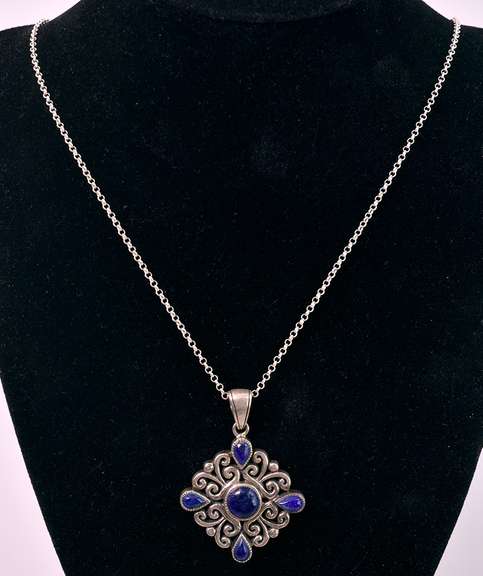 Sterling Necklace With Lapis Lazuli Pendant
