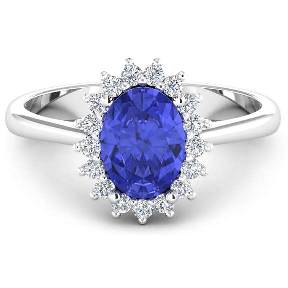 Pretty 14 Kt White Gold Tanzanite Diamond Ring