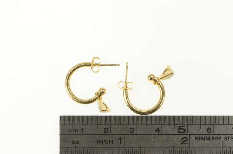 14K Yellow Gold Trillion Natural Opal Dangle Statement Hoop Earrings