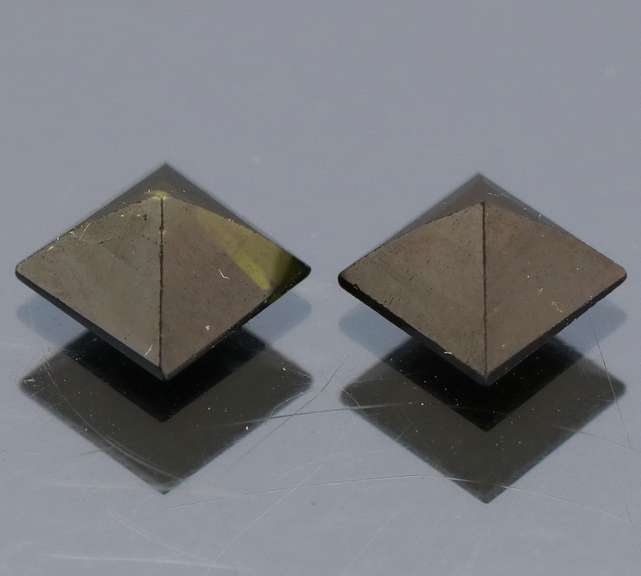 Princess cut 2.12ct olive green Tourmaline pair