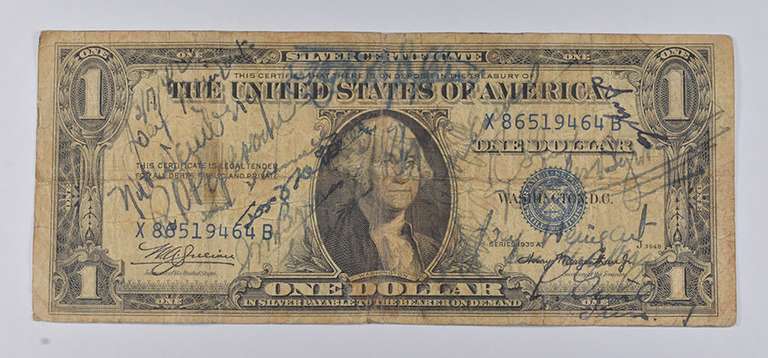 1935-A $1 United States Silver Certificate WWII Short Snorter