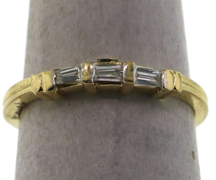 Three Stone Baguette Diamond Ring with 14k Gold