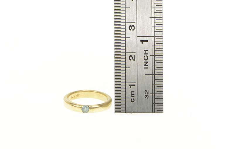 14K Yellow Gold Round Blue Topaz Flush Inset Child's Baby Ring