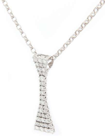 0.85ctw Diamond Abstract Hour Glass Pendant Necklace in 18K