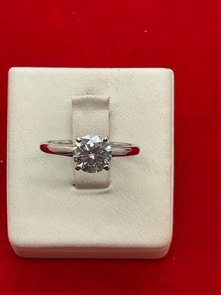 CERTIFIED 14K WHITE AND LAB GROWN SOLITAIRE DIAMOND RING