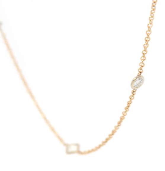 2.15ctw Princess and Round Diamond Station Necklace in 14K