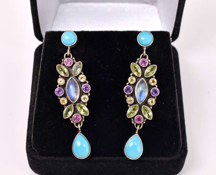 Multi-gem Sterling Earrings