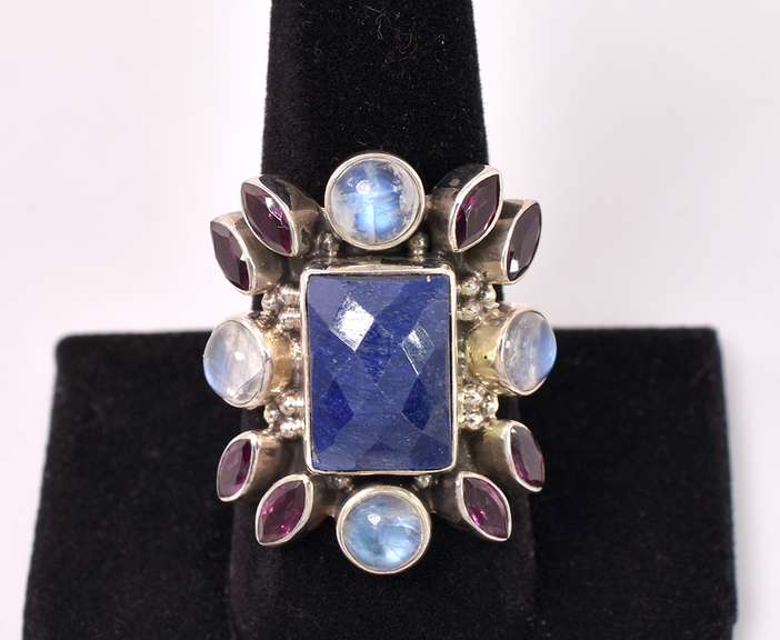 Multi-gem Sterling Silver Ring
