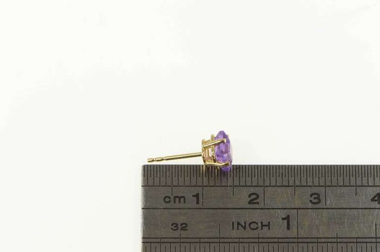 14K Yellow Gold Square Princess Amethyst Solitaire Single Stud Earring