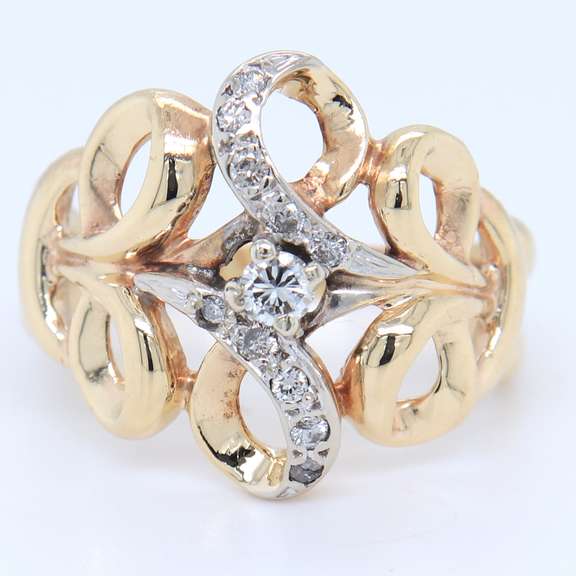 Vintage Yellow Gold Diamond Infinity Ring