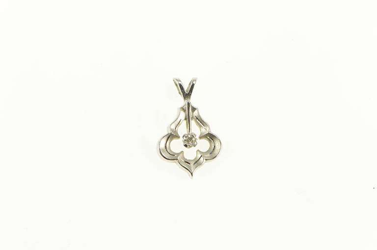 Sterling Silver Diamond Retro Ornate Damask Charm/Pendant