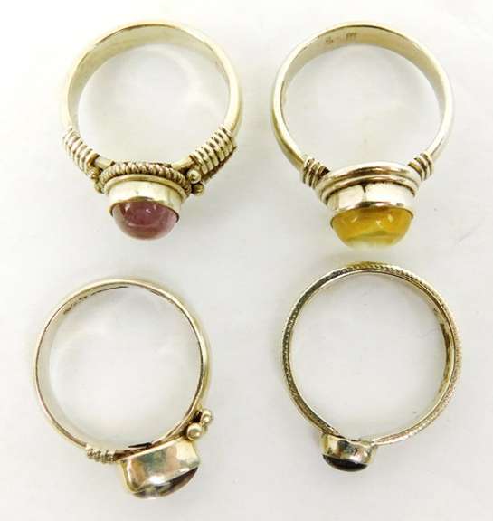 4 Sterling Silver Gemstone Rings