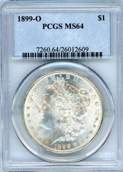 1899-O Morgan Silver Dollar in PCGS MS64