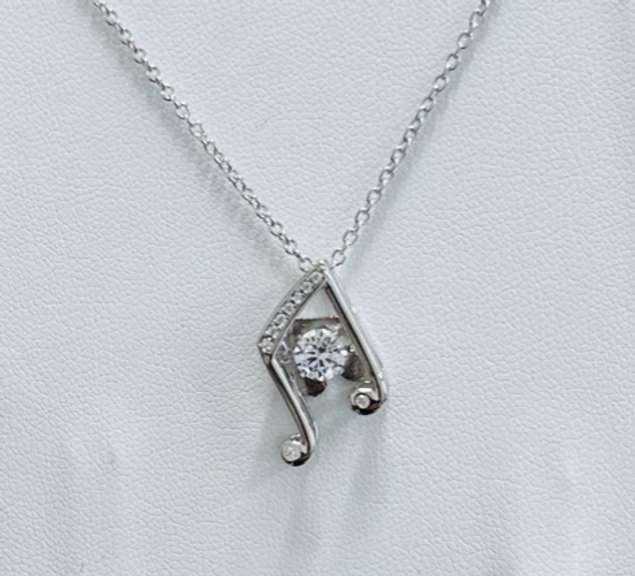 Solid sterling Silver with Simulated diamond dancing pendant