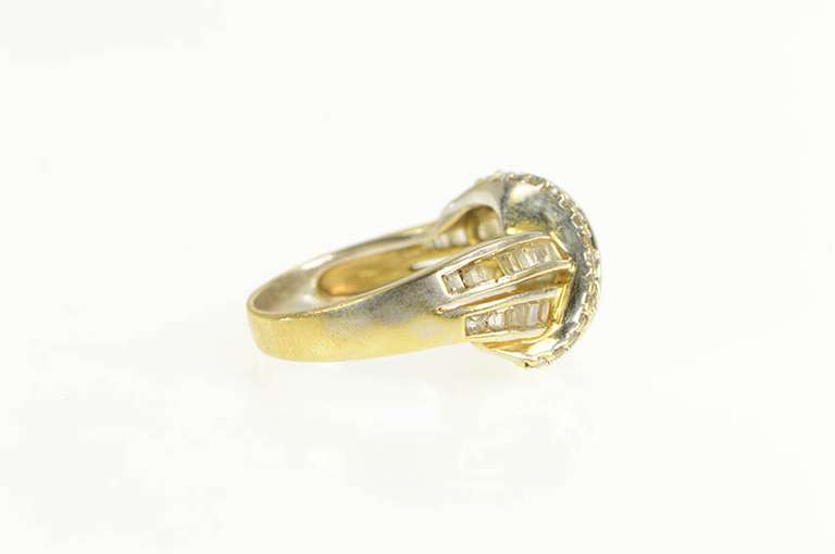 18K Yellow Gold White Topaz Encrusted Criss Cross Statement Ring
