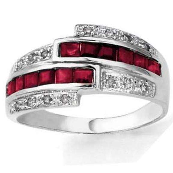4/5 CT GENUINE RUBY & DIAMOND 18K GOLD PLATED RING