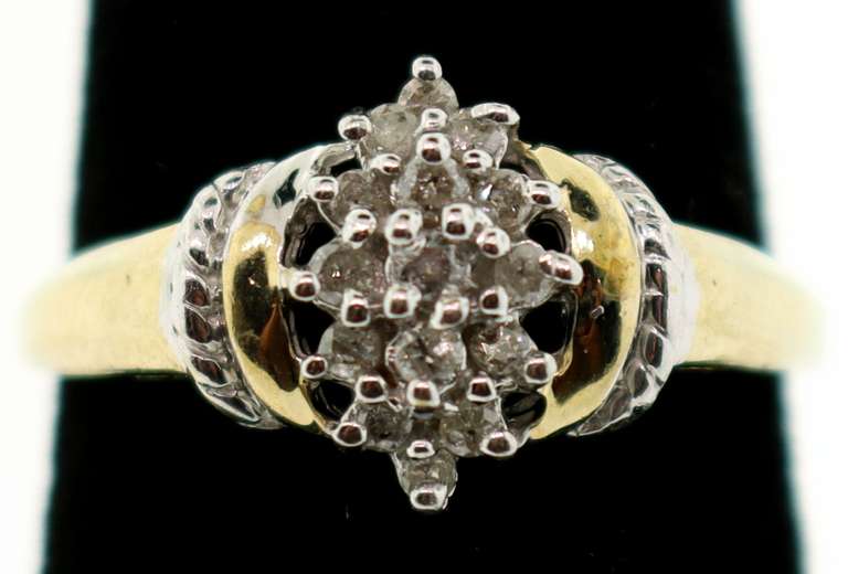 Clean 10k Gold Diamond Cluster Ring