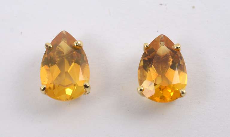 Nice Pear Shaped Citrine Studs