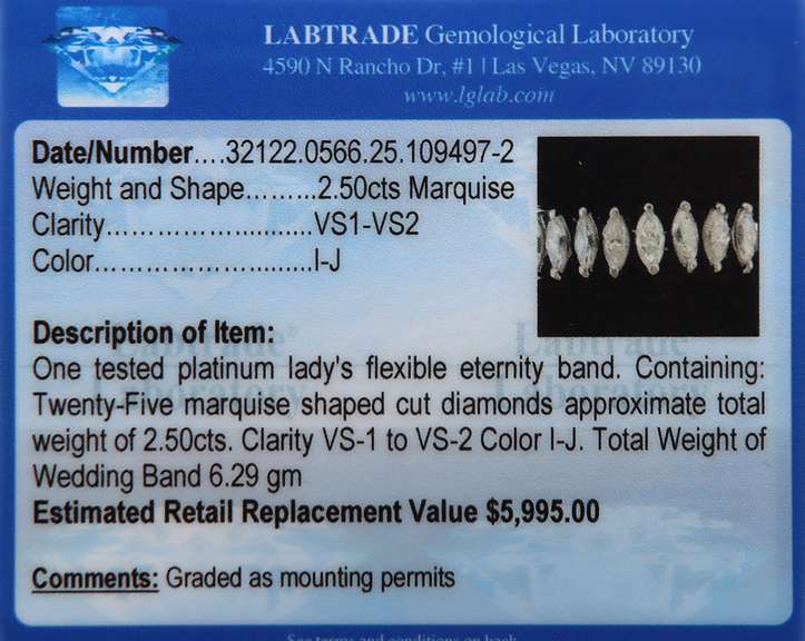 2.50ctw Marquise Diamonds Flexible Eternity Band Ring in Platinum
