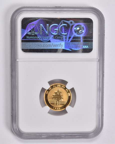 MS69 1998 China 10 Yuan 1/10 Oz. .999 Fine Gold Panda Small Date NGC
