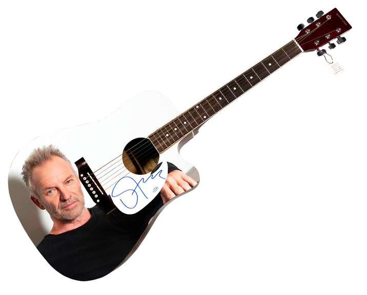 Sting Police Autographed 1/1 Custom Graphics Photo Guitar ACOA