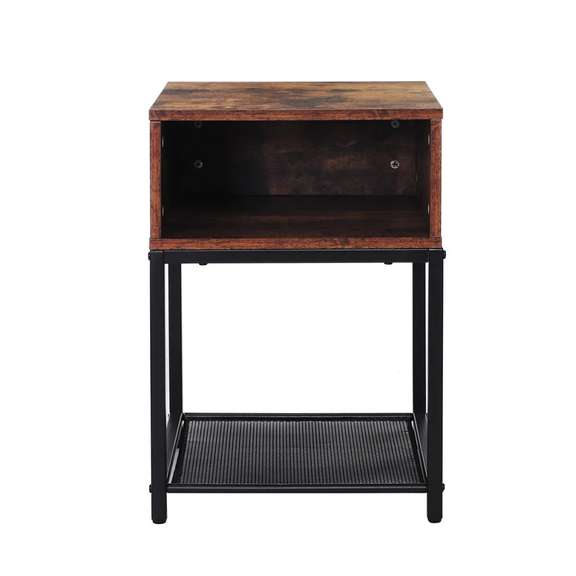 Nightstand 2-Tier Side Table with Adjustable Shelf