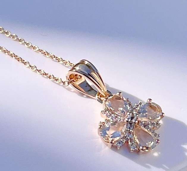 Sparkling Natural Morganite 14 Kt Rose Gold Plated Pendant