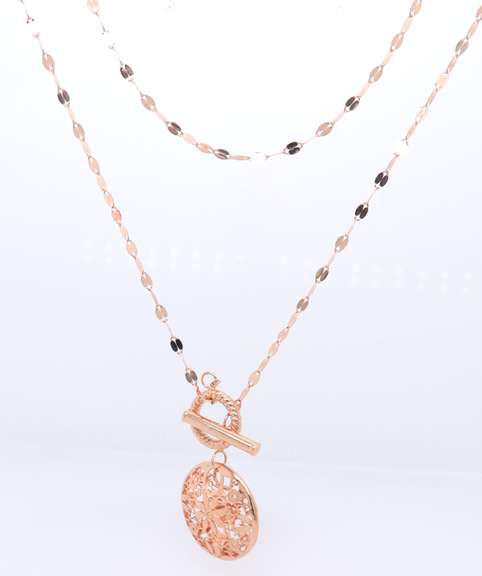 Handsome Rose Gold Flower Lariat Necklace