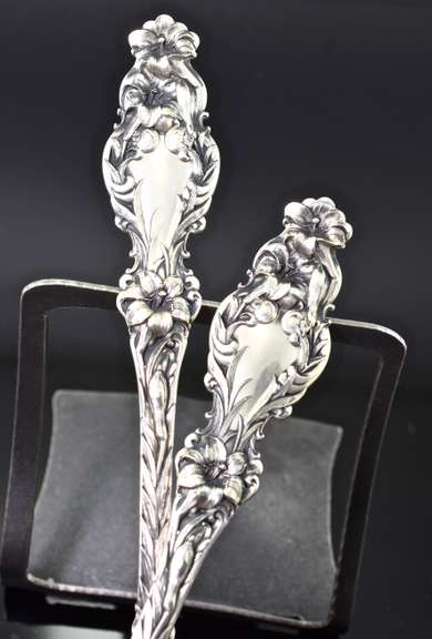 Ornate Lily 2 Piece Sterling Salad Serving Set by Whiting