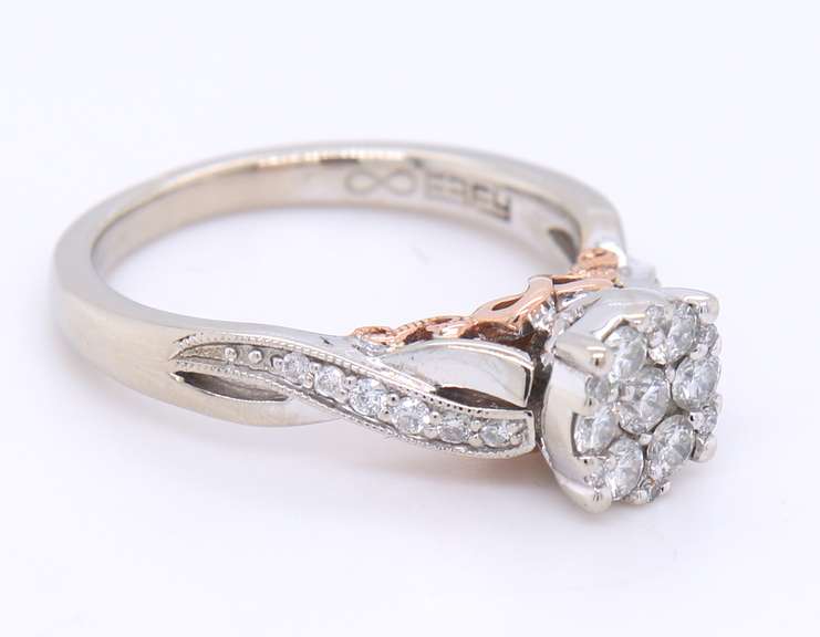 Sparkling White Gold Effy Diamond Halo Cluster Crossover Shank Ring