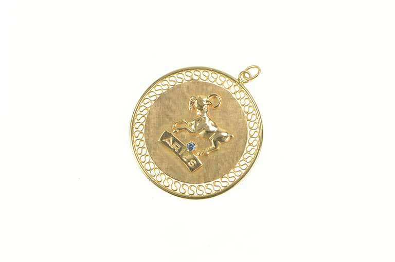 14K Yellow Gold Aries Ram Astrology Zodiac Star Sign Charm/Pendant