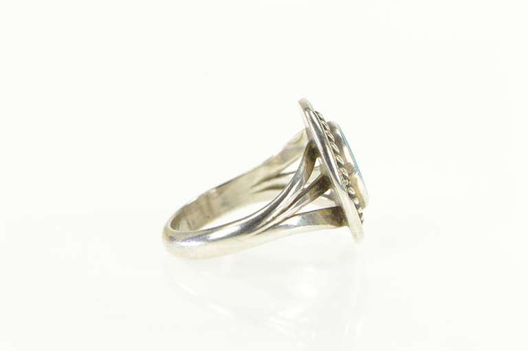 Sterling Silver Native American Turquoise Navajo Cabochon Ring