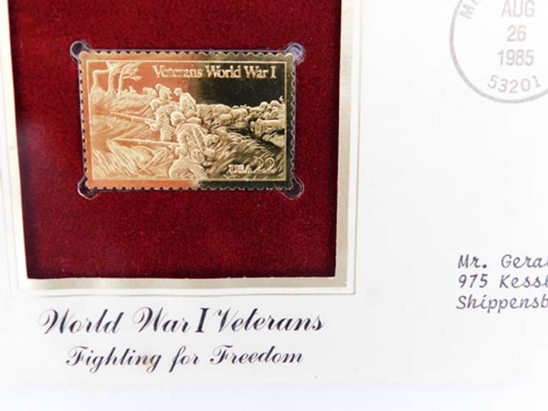 6 1st Day Issues with 22KT Gold Replica Stamps
