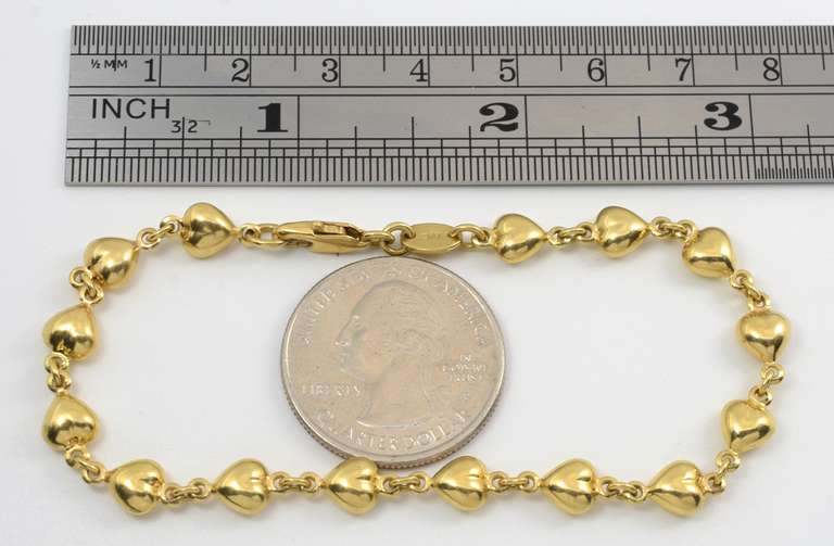 Sweet Italian Made 18k Heart Link Bracelet