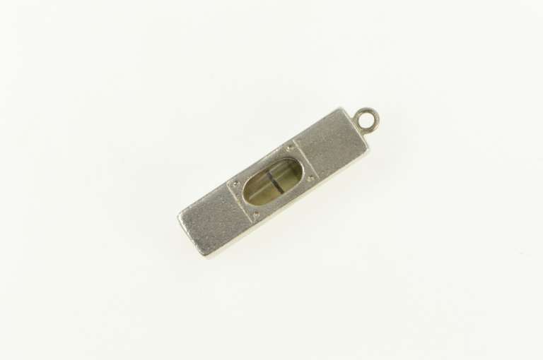 Sterling Silver 3D Level Construction Measuring Tool Charm/Pendant