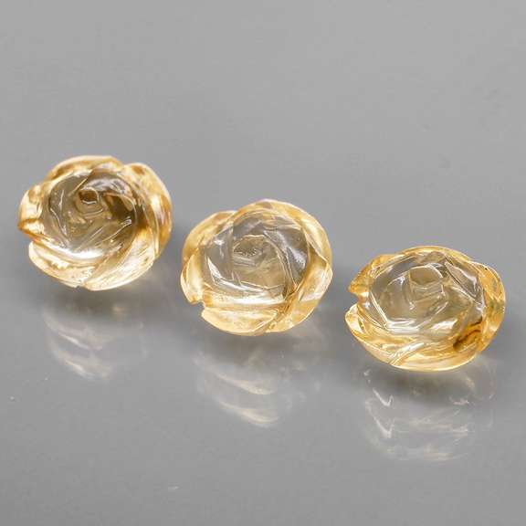 Translucent! 3.93ct champagne Citrine flower carvings