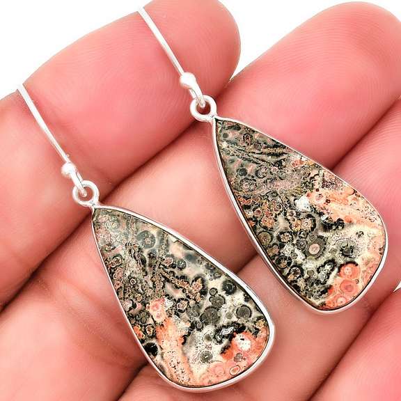 Stylish 25.77ct Leopard skin Jasper earrings