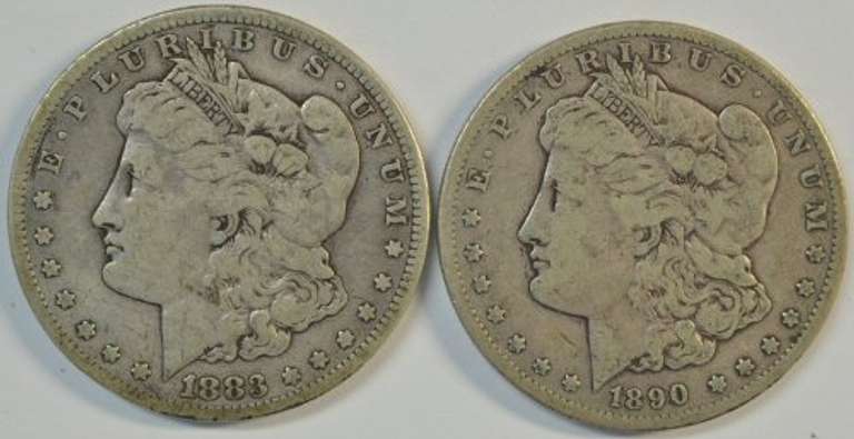 Scarce 1883-S and 1890-CC Morgan Silver Dollars