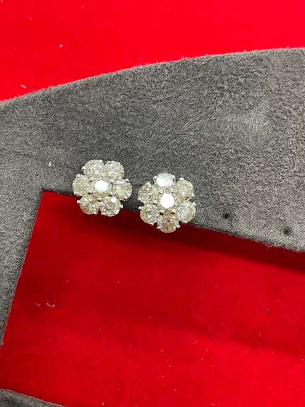 certified 14k white gold and diamond studs