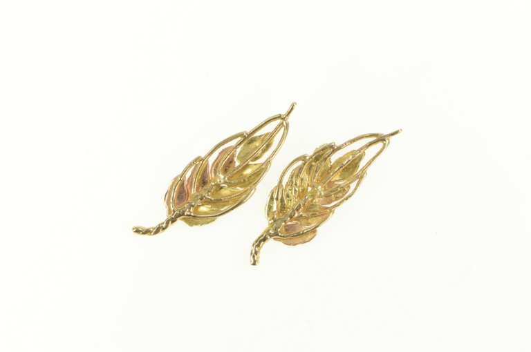 14K Yellow Gold Black Hills Two Tone Leaf Cluster Stud Earrings