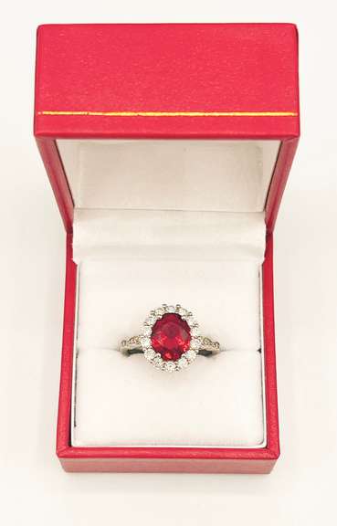 Gorgeous Ruby & Sapphire Halo Ring