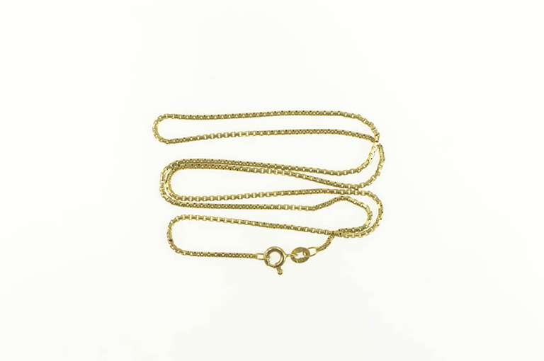 14K Yellow Gold 1.2mm Rounded Box Vintage Square Chain Necklace
