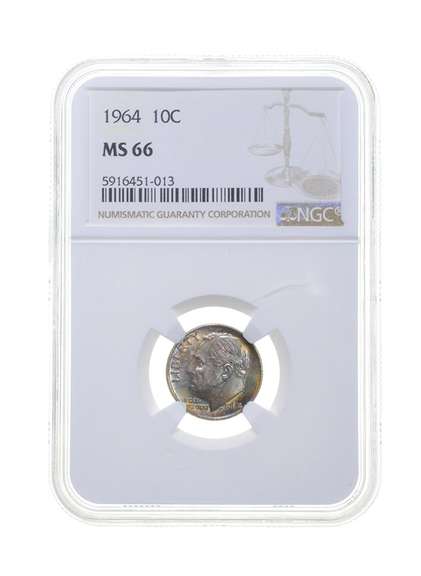 MS66 1964 Roosevelt Dime - Graded NGC