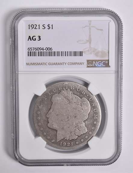 AG3 1921-S Morgan Silver Dollar NGC Lowball Low Ball
