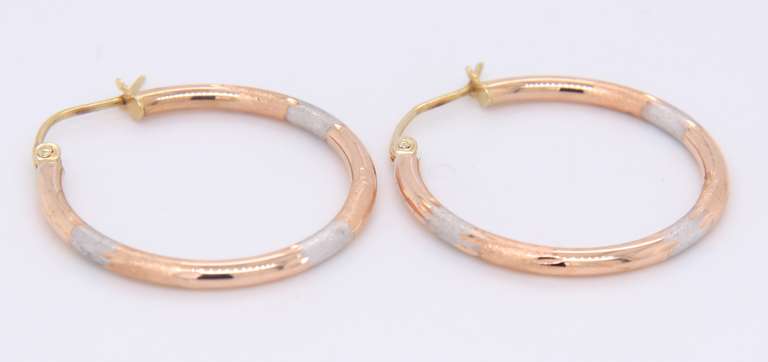 Beautiful Tri Color Gold Hoop Earrings
