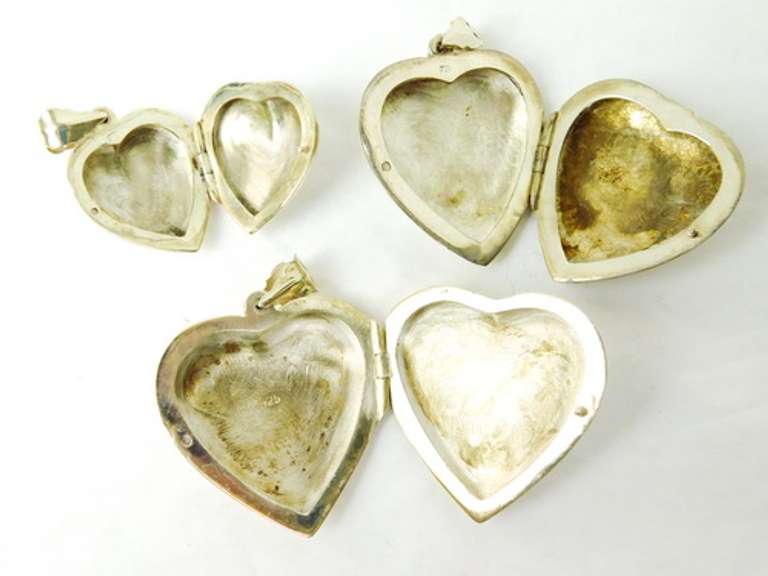 3 Graduated Sterling Engraved Puffy Heart Lockets