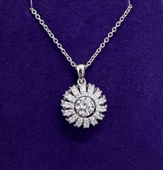 Platinum over 925 Solid sterling Silver dancing stone pendant