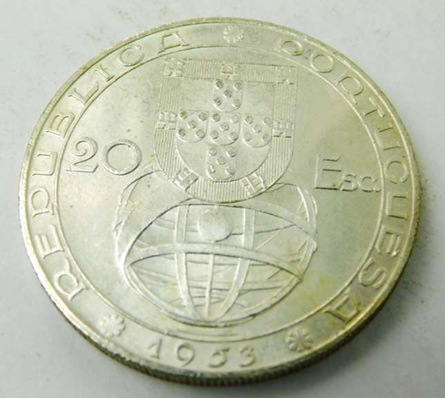 1953 Portugal 20 Escudos Coin