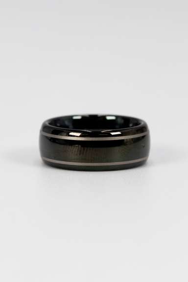 Men's Tungsten Carbide Two Gray Line Wedding Band Comfort Fit Ring Size 6