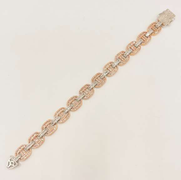 Glamorous 10kt Solid White & Rose Gold Diamond Bracelet- 6.00 CTTW